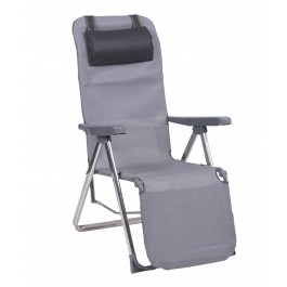 Alco Relaxer Aluminium Oval tube closed leg extilene  Adjustable headrest. Grey. Multiposition.583ALF-0074