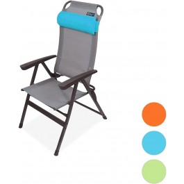 Portal Outdoor Ken Reclining Chair Grey with a Blue Headrest and Stitching Complete with Anna Footrest 