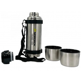 Nordrok 1Ltr Twin Cup Thermal Stainless Steel Leakproof Flask 1000 75060