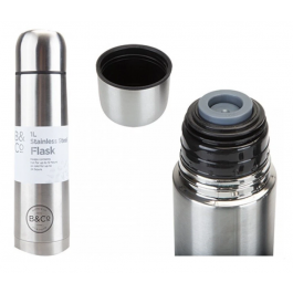 B&Co 1ltr Stainless Steel Vacuum Insulated Leakproof Flask 833130