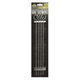 PMS BAR-B-KING Pack of 4 Chrome Plated Steel Barbecue BBQ Kebab Skewers 12" 910060