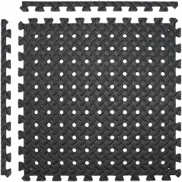 Leisurewize LWACC241 Eva Floor Tiles- 4 Tiles + 8 Edging Strips, 60 x 60 cm, Drainage Mats, Floor Pads, Interlocking Garage Tiles