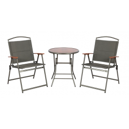 Quest Naples Pro Garden Folding Bistro Furniture Set – Grey - F1329