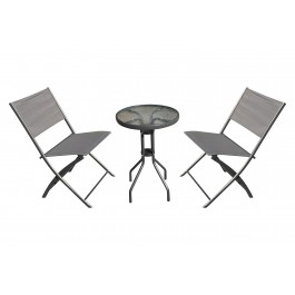 Gardenwize 3 piece garden balcony bistro set with 2 folding chairs & 50cm table GW346