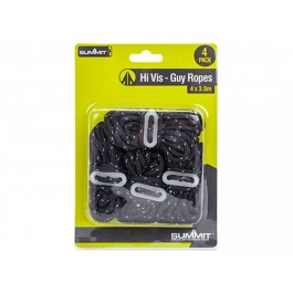 Summit Pack of 4 Black High Vis Guy Ropes 583004