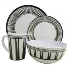 leisurewize stripe 16pc melamine set lwacc237