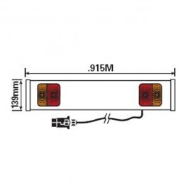 trailer lighting board 90cm (3ft) x 15cm x 5cm