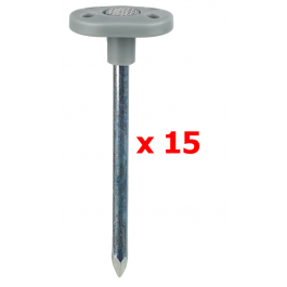 Quest Saxon Metal 10cm Flat Top Groundsheet Pegs (15 pack) With Carry Case - MQ1378