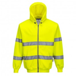 portwest hi-vis zip front hoodie b305 yellow