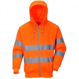 portwest hi-vis zip front hoodie b305 orange