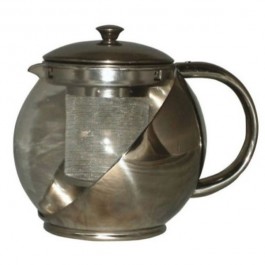 quest stainless steel & glass 900ml teapot 1177