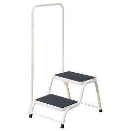 Quest White Double Step With Handrail C022 handrail can be only be fitted on  the left  hand side .