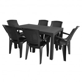 Quest Flora 7 piece poly-propelene Dining Set Anthracite F6031AN