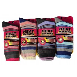 Heat Machine Winter Ladies Womens Thermal Insulated striped socks 2.3tog (3346)
