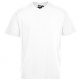 Portwest Mens Gents Turin Premium Cotton Plain UPF rated T-Shirt Top WHITE B195