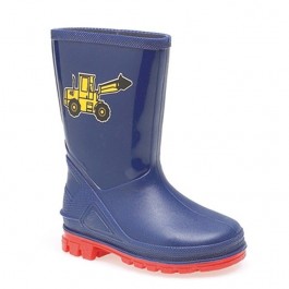 kids navy/red digger wellie w204c