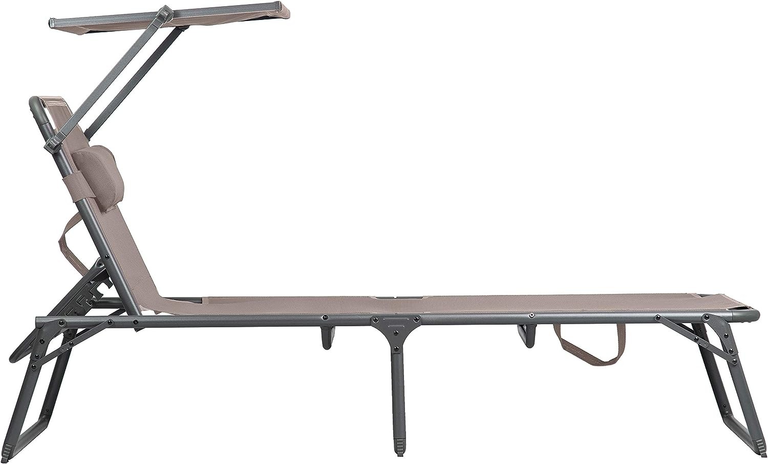 Portal Outdoors Aldi Mesh Sunbed with Sun Shade Brown Camping and General