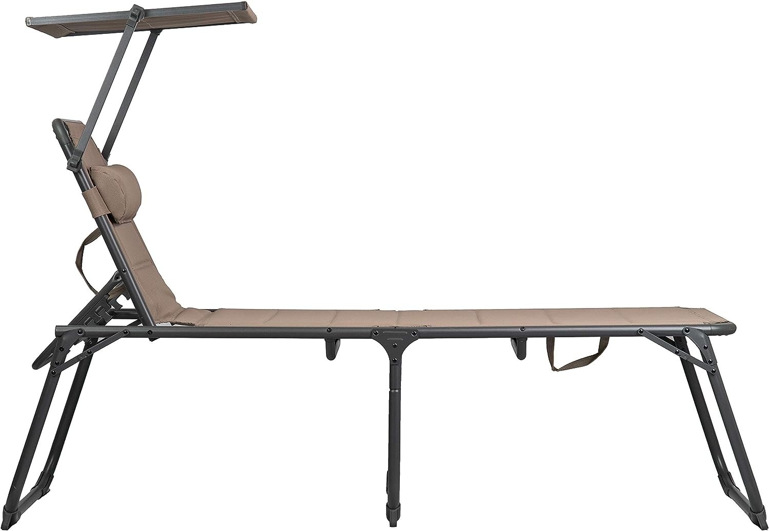 Portal Outdoors Aldi Padded Sunbed with Sun Shade Brown Camping and