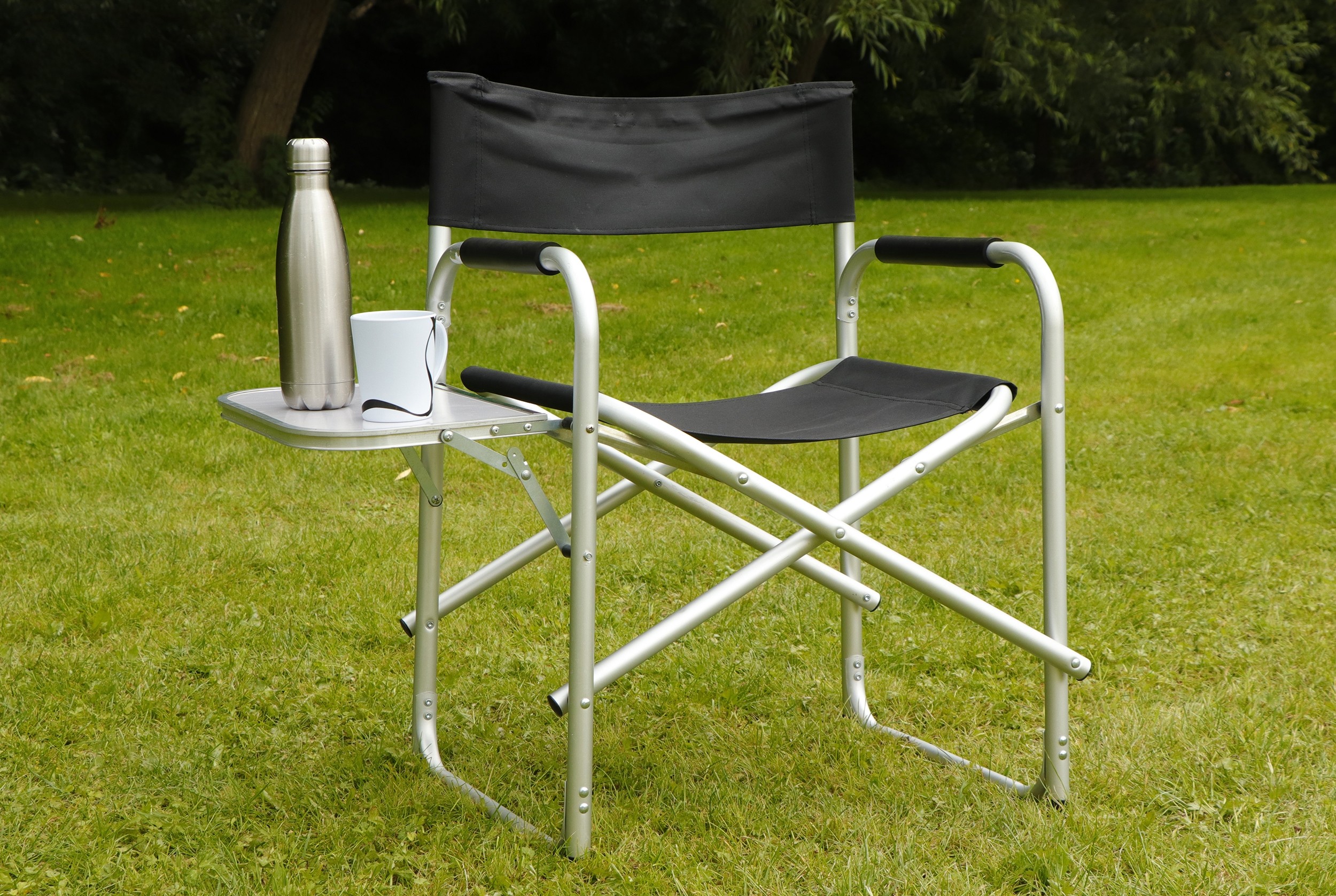 Leisurewize Directors Chair with Side Table Black LW646