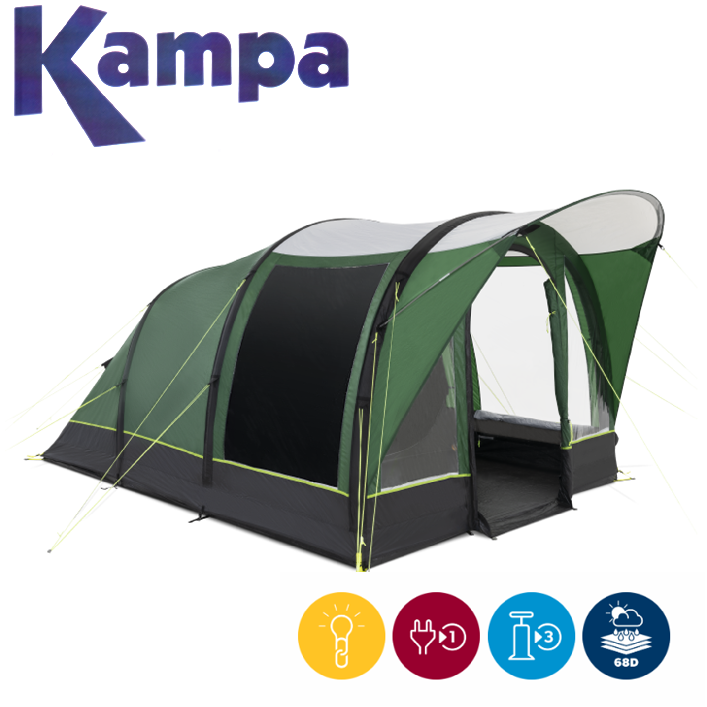 Tente Gonflable Kampa Brean 3 AIR - 3 Personnes - Camping Confort