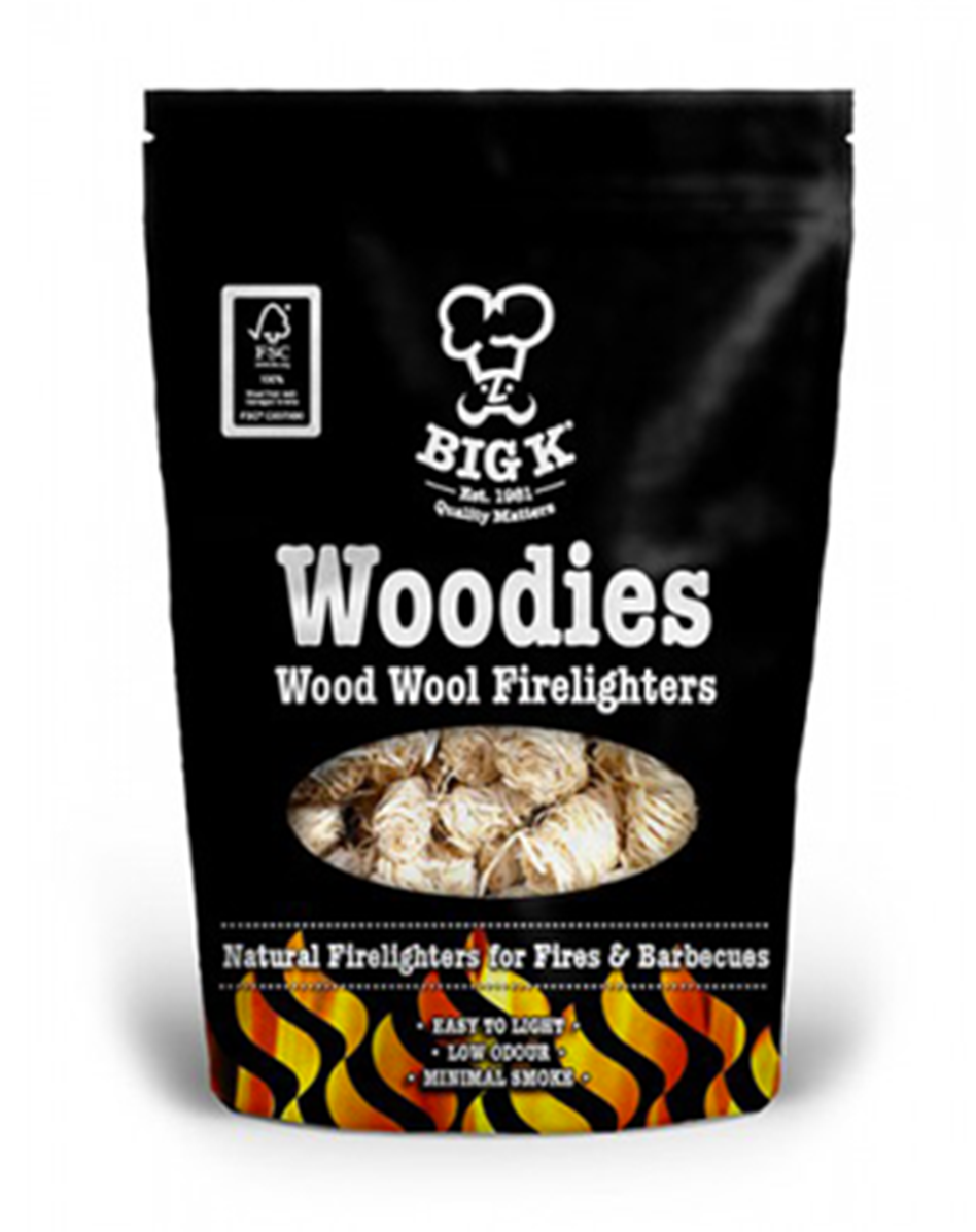 Big K Fire pit Barbecue BBQ Easy to light Woodies Wood Wool Firelighter