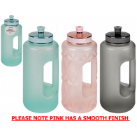 PMS Hand Held Handle Push Pull Lid 1ltr Silicone Gym Drinks Water Bottle 