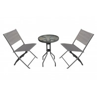 Gardenwize 3 piece garden balcony bistro set with 2 folding chairs & 50cm table GW346