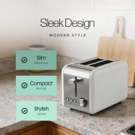 Leisurewise Sleek Grey Stainless Steel 850Watt 2 slice Toaster LW772