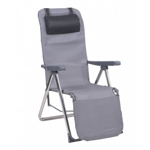 Alco Relaxer Aluminium Oval tube closed leg extilene  Adjustable headrest. Grey. Multiposition.583ALF-0074