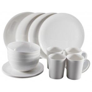 Camptech Victoria White 16 Piece  Melamine Tableware Set 1015