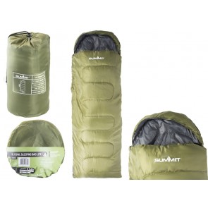Summit Green Lightweight Hooded Sleeping Bag 150g/m2 611058