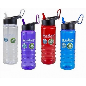 Summit 700ml BPA Free Water Drink Drinks Flip Spout Bottle With Carabiner 696072