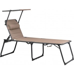 Portal Outdoors Aldi  Padded Sunbed with Sun Shade Brown