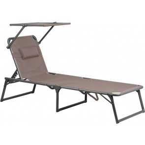 Portal Outdoors Aldi  Mesh Sunbed with Sun Shade Brown
