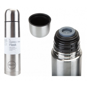 B&Co 1ltr Stainless Steel Vacuum Insulated Leakproof Flask 833130