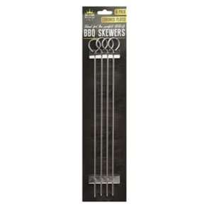 PMS BAR-B-KING Pack of 4 Chrome Plated Steel Barbecue BBQ Kebab Skewers 12" 910060