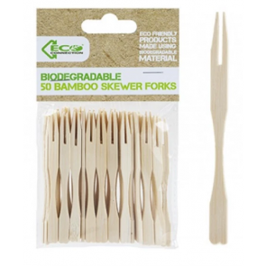 PMS Eco Connection BBQ Biodegradable Bamboo Skewer Forks Pack of 50 839158