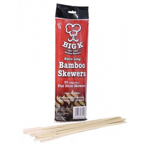 Big K Extra Long Flat 30cm Bamboo Skewers - Pack of 50 (ZSK30)