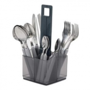 flamefield 16 piece cutlery set with caddy holder cool grey