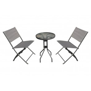 Gardenwize 3 piece garden balcony bistro set with 2 folding chairs & 50cm table GW346