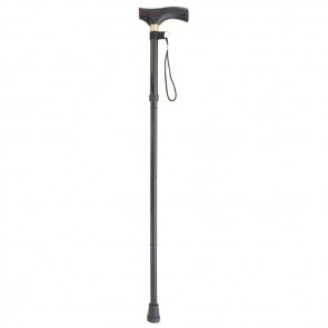 highlander folding black walking stick cs041