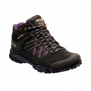 Regatta Lady Edgepoint Womens Waterproof Walking Boots RWF622 BLACK/PRUNE ABL