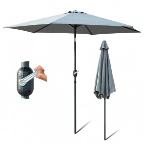 Large 2.7m Grey Tilting Garden Parasol Umbrella with Tilt & Crank 