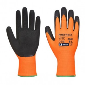 portwest hi-vis latex grip glove a340 orange