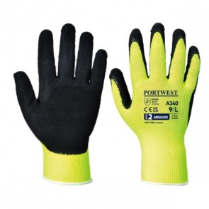 portwest hi-vis latex grip glove a340 yellow