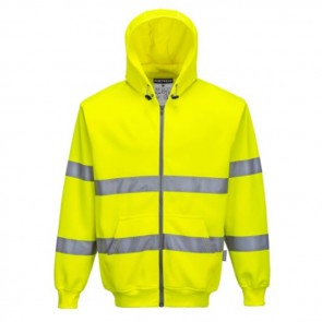portwest hi-vis zip front hoodie b305 yellow