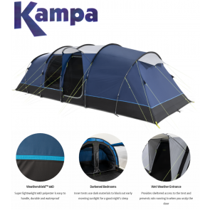 Kampa Watergate 8 berth person man family poled tent 2021 9120001258