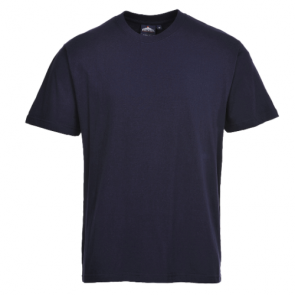 Portwest Mens Gents Turin Premium Cotton Plain UPF rated T-Shirt Top NAVY B195