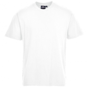 Portwest Mens Gents Turin Premium Cotton Plain UPF rated T-Shirt Top WHITE B195