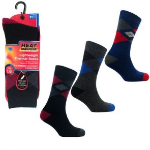 Heat Machine Mens Gent Winter Lightweight Thermal Argyle Socks 1.6tog 2739 UK 6-11